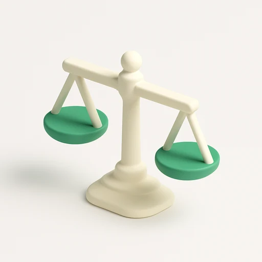 Icon for decision step: stylised scale with balanced pans