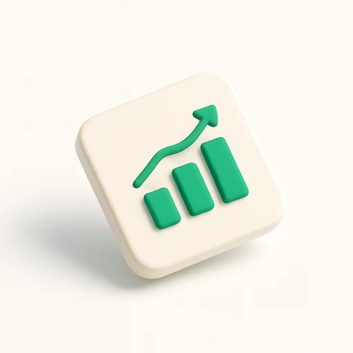 Icon for measure step: analytics dashboard with conversion-rate chart before and after the video
