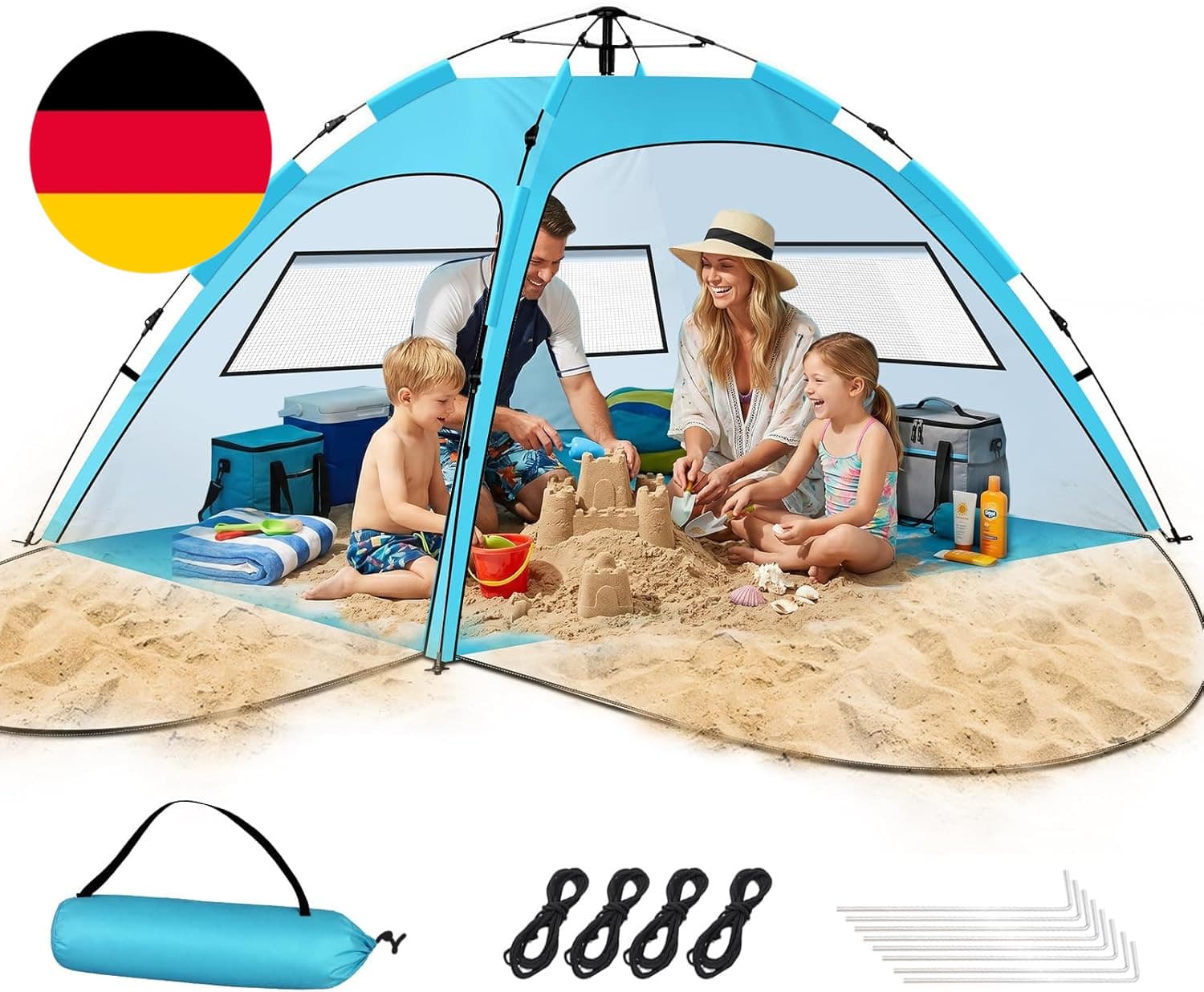 Purebox Strandmuschel, Strandzelt Für 2-4 Personen, Tragbares Automatisches Stra