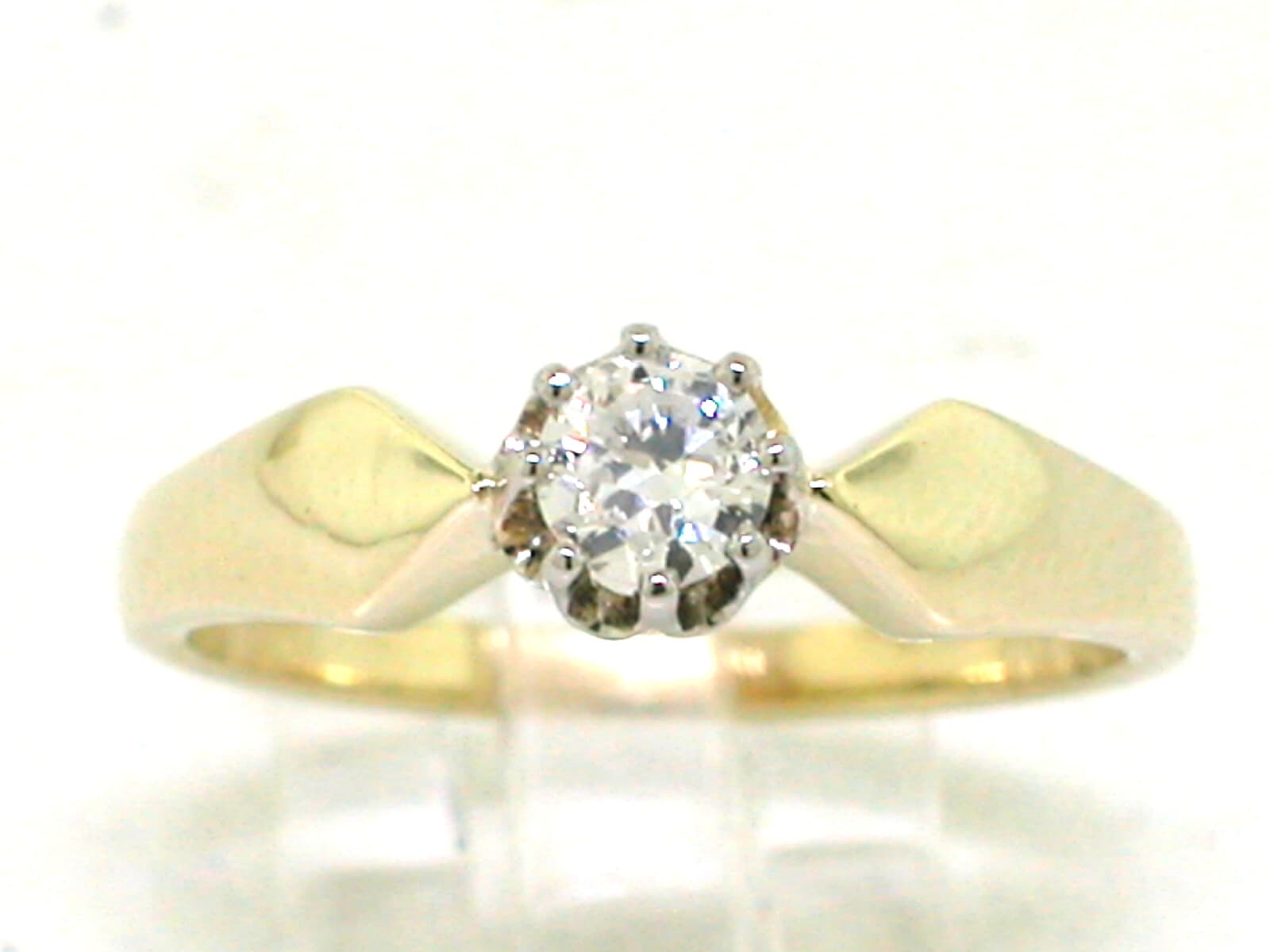 Verlobungsring 60er Jahre Solitär 585 Gelbgold Brillant 0,20ct TW VVS
