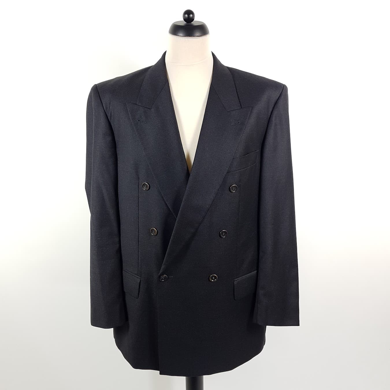 Vintage Hugo Boss Sakko Al Capone Herren Gr. 52 Grau Super 100 Wolle Jackett 90s