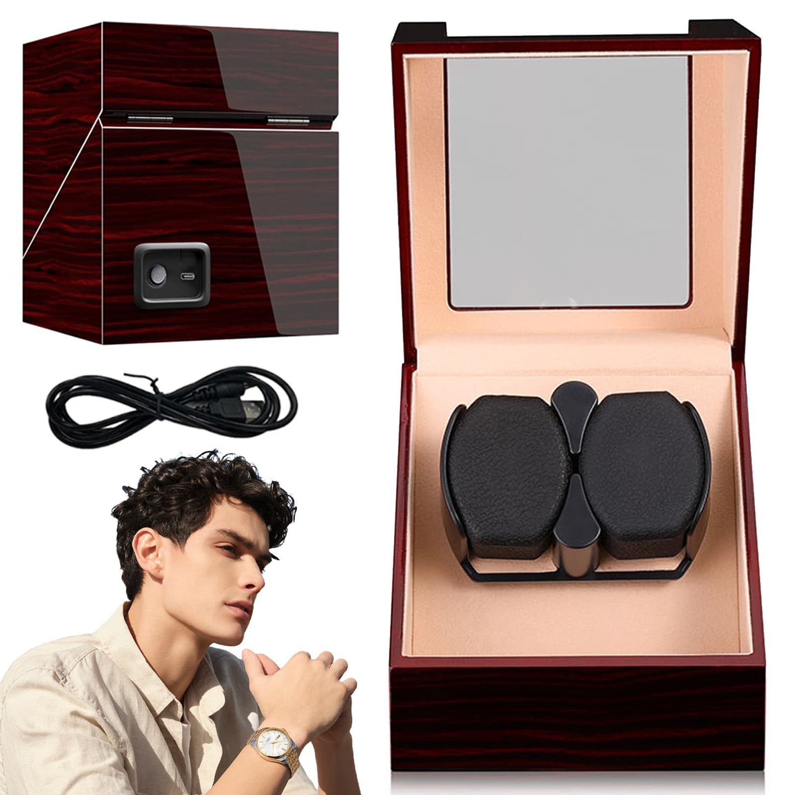 Für 1/2 Uhr Automatik Uhrenbeweger Beweger Uhrenbox Uhrenkasten Watch Winder Box