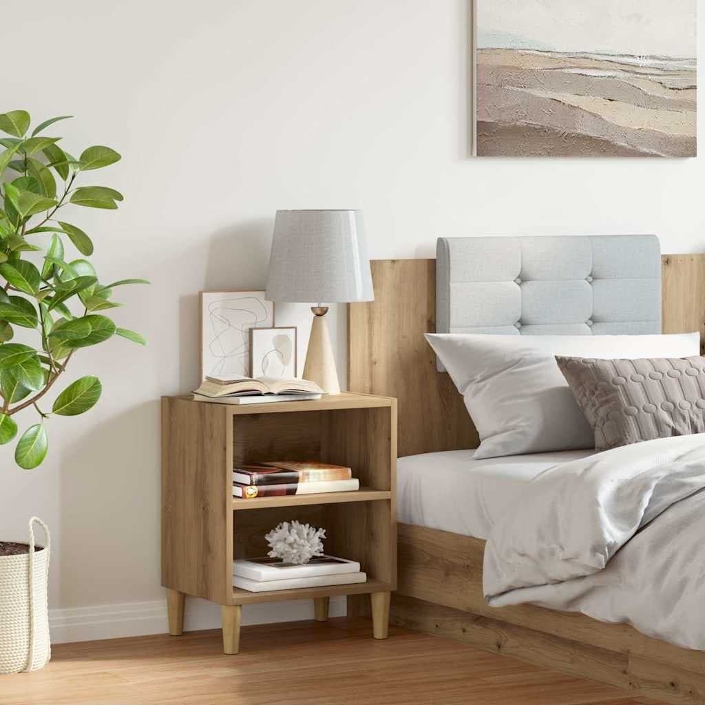 Nachttisch Massivholz-Beine Nachtschrank Nachtkommode Beistelltisch Schlafzimmer