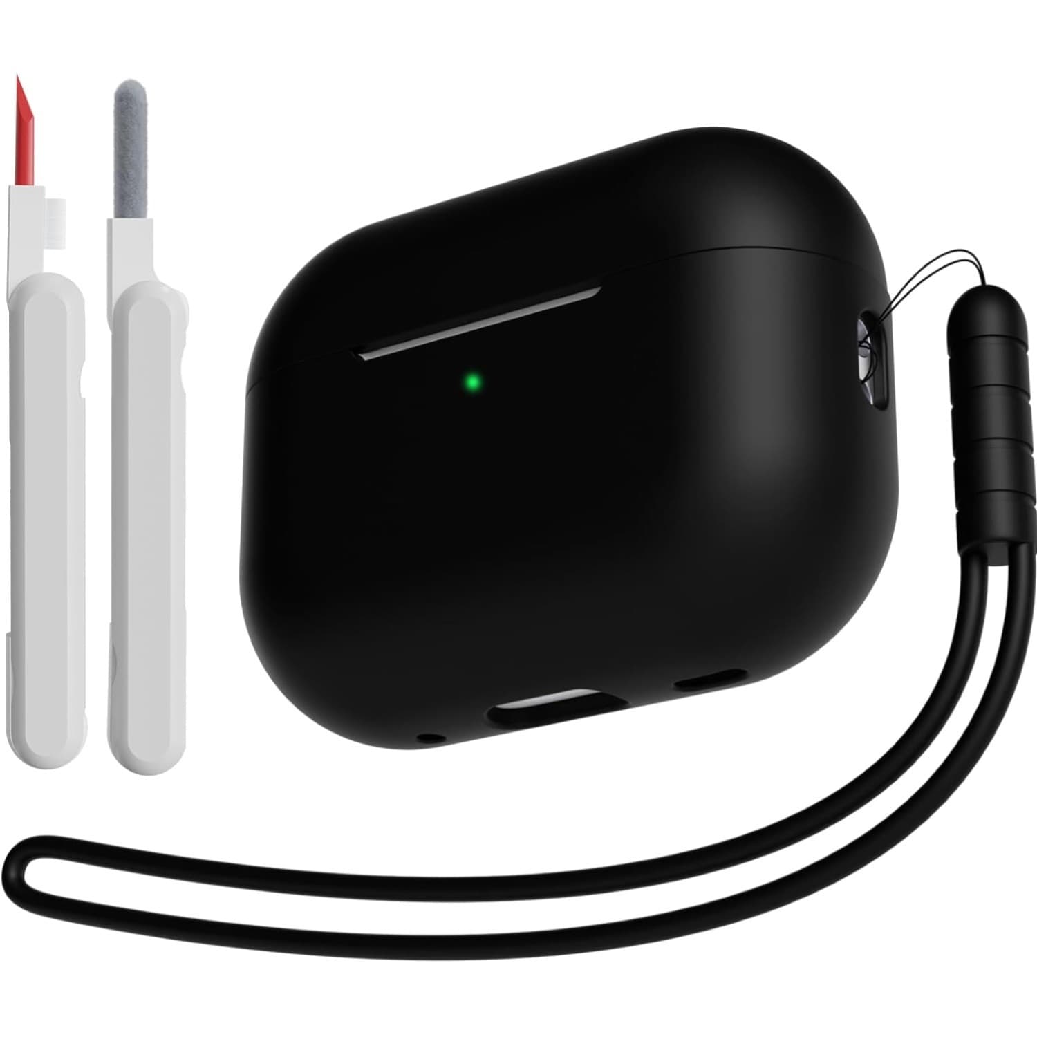Silikonhülle für AirPods Pro 2: Stoßfeste Schutzhülle Schwarz