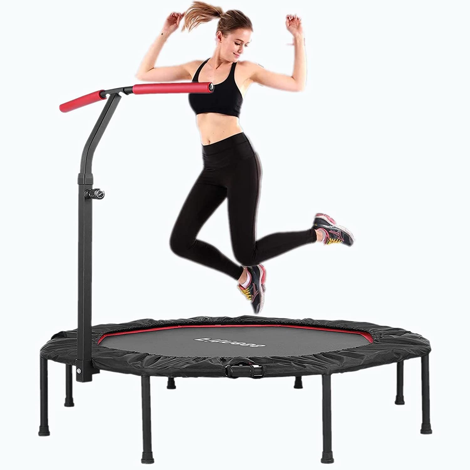 Trampolin Indoor Ø125cm Fitness Trampolin Faltbar mit Verstellbarer Haltegriff