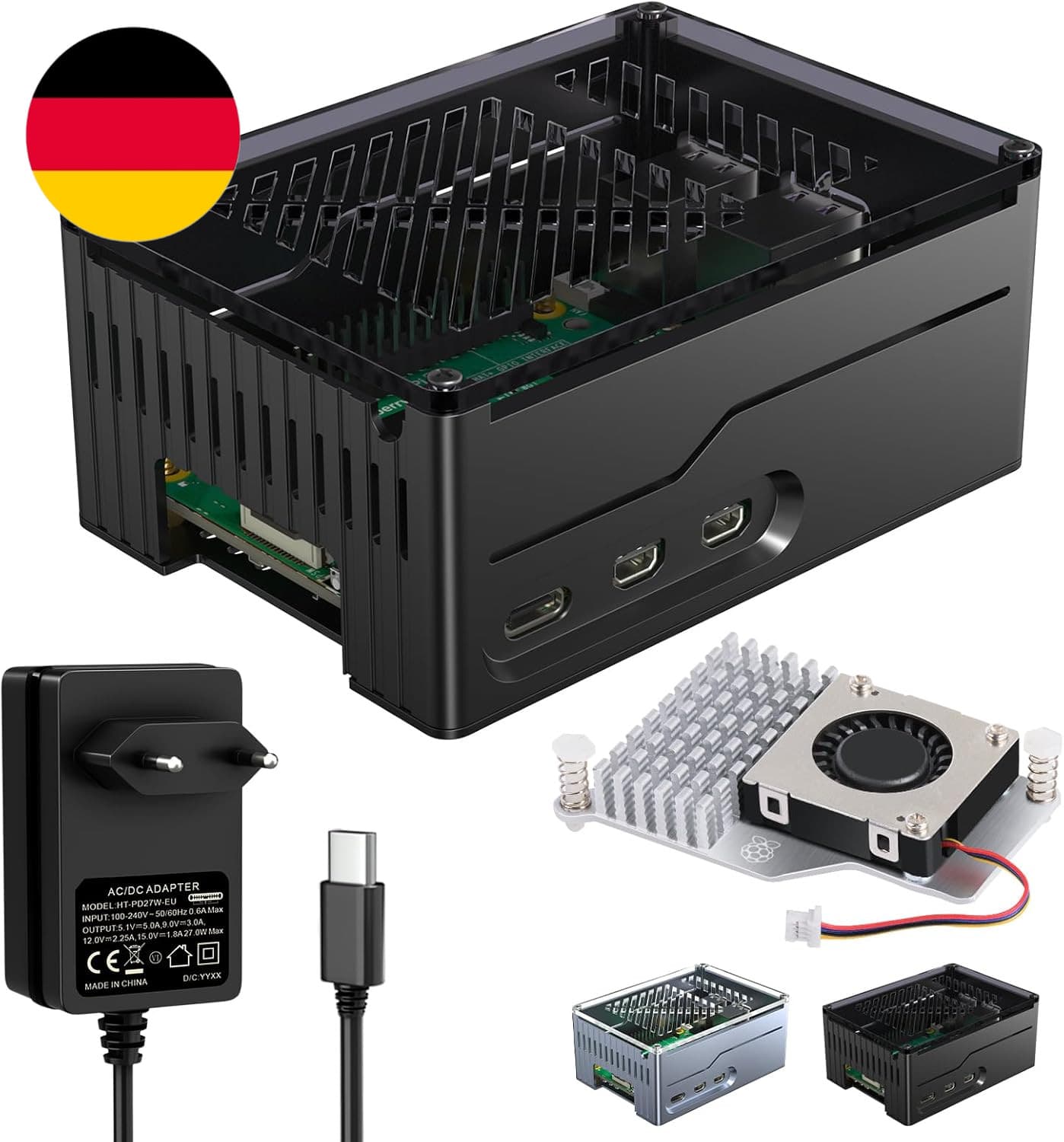 Miuzei Metall Gehäuse Für Raspberry Pi 5 Support Nvme SSD Pcie M.2 Hat X1001/ X1