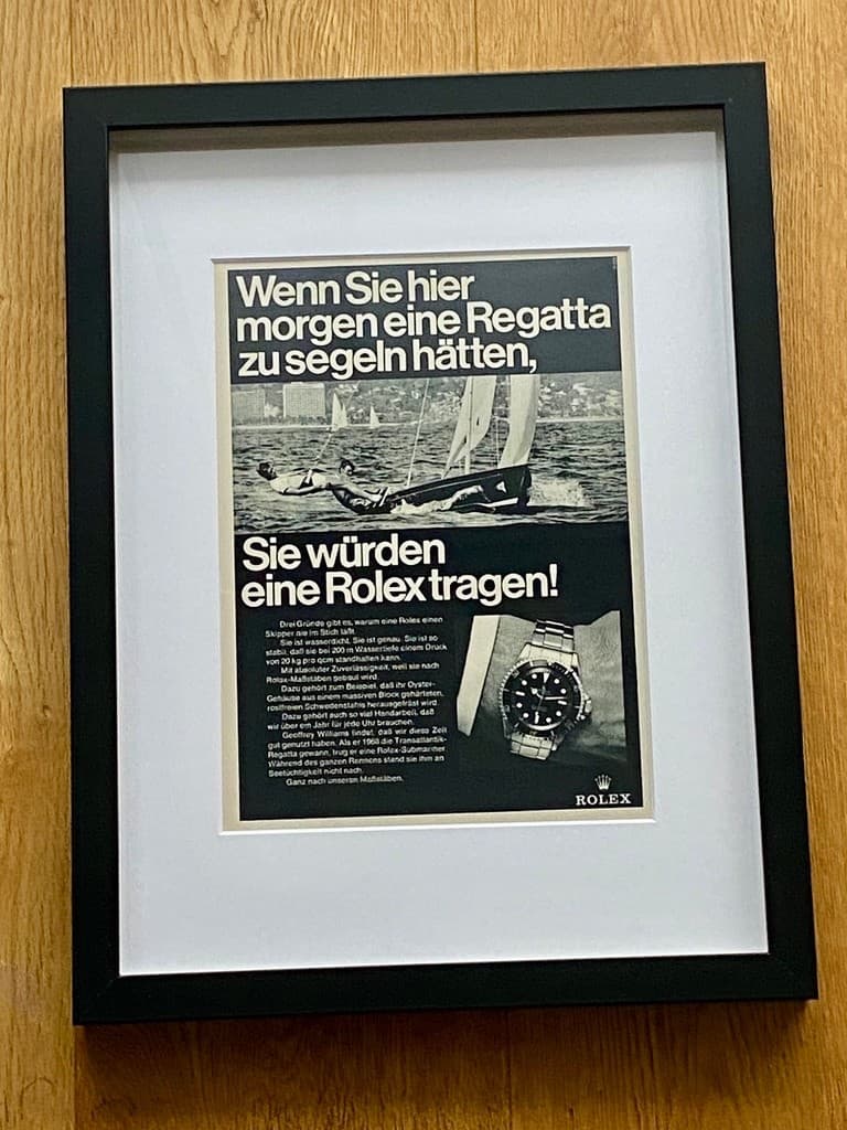 1969 Rolex Submariner Wenn Sie.. Regatta Vintage Framed Ad Gerahmte Werbung Bild