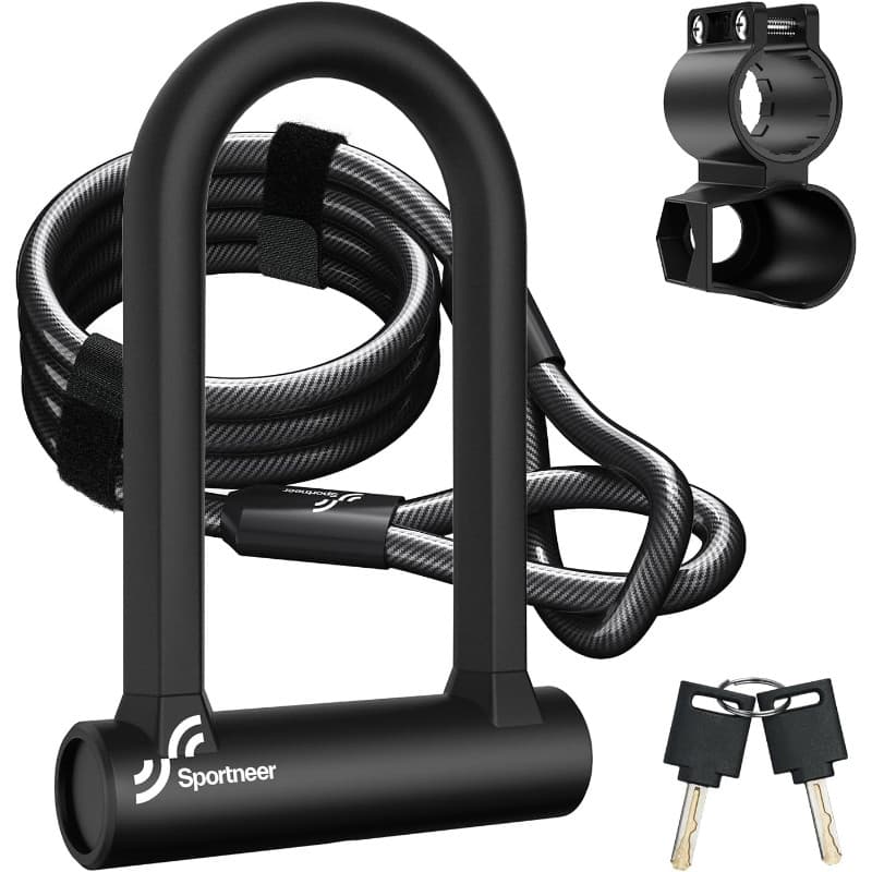 Bügelschloss Fahrrad 17mm Schwer mit 1,5m Kabel Halterung 19x13cm für E-Bike