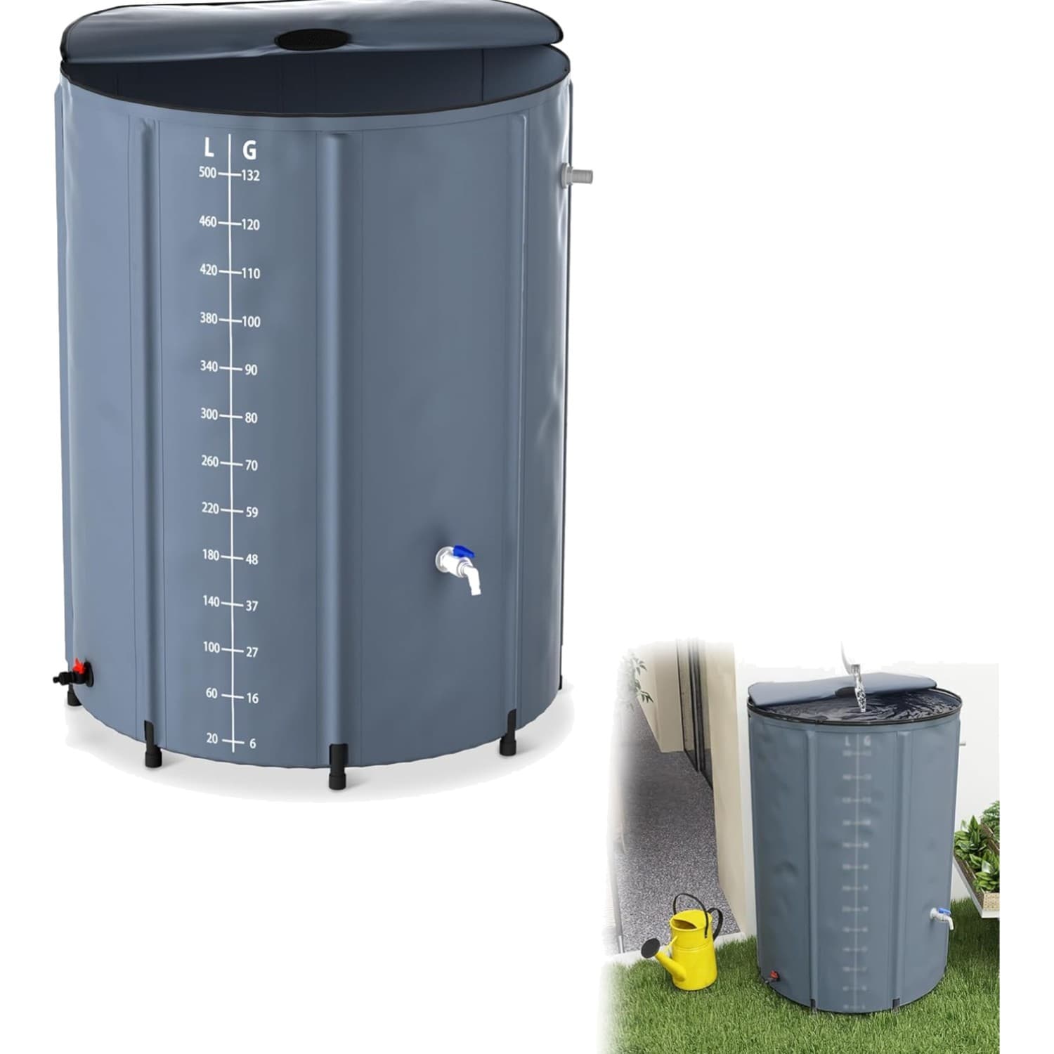 Faltbare Regentonne 500 Liter UV-stabil witterungsbeständig Gartentank