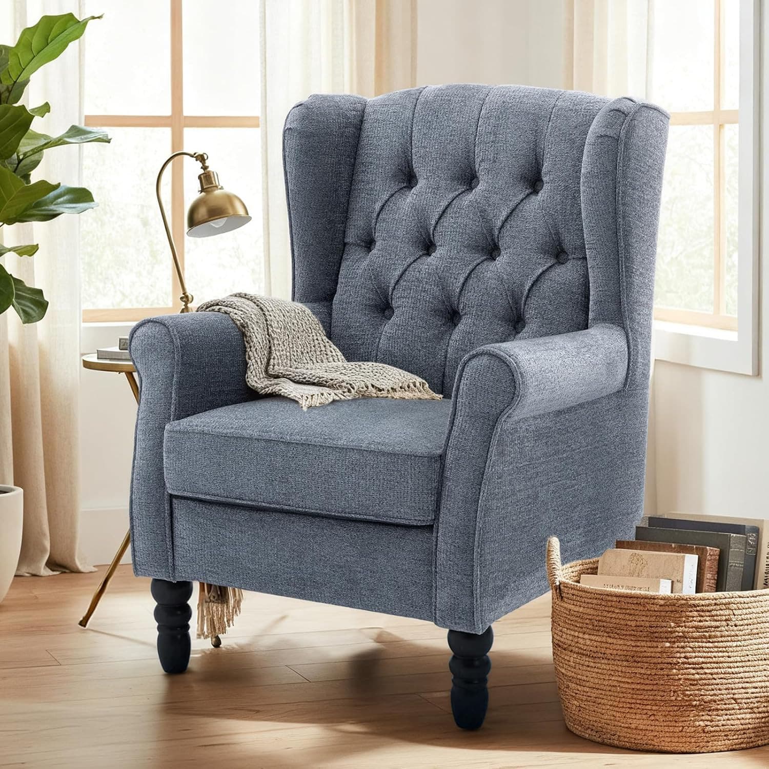COLAMY Mid-Century Modern Sessel Wohnzimmer, Gepolsterter Wingback-Sessel Mit Kn